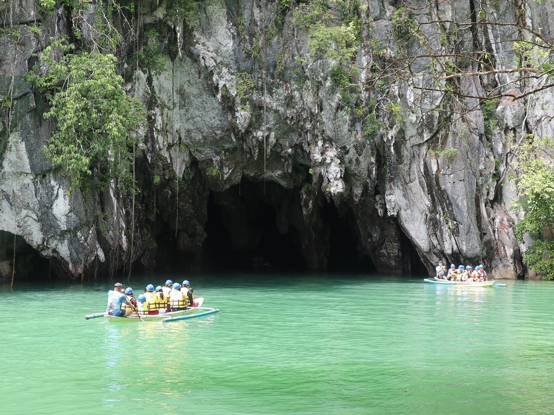 Paddle boats at the mouth of the Puerto Princesa Underground River